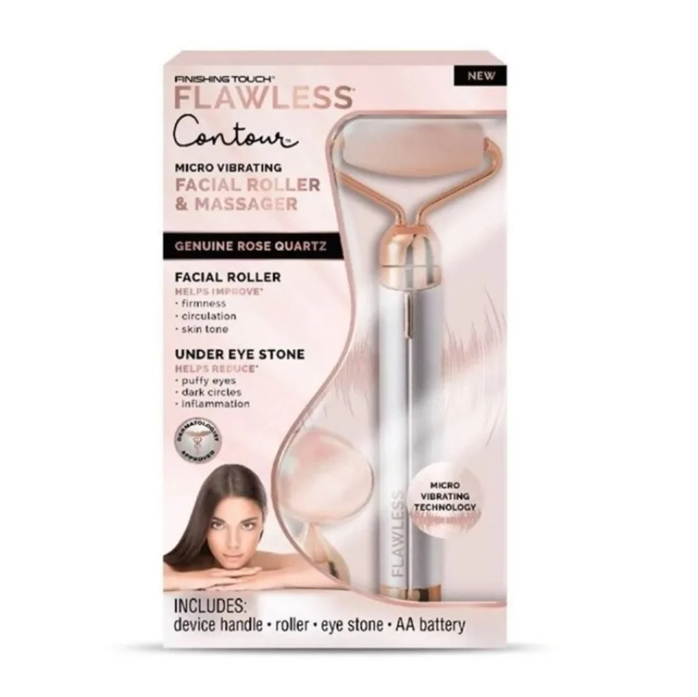 NEW Flawless Contour Vibrating Facial Roller & Massager Rose Gold